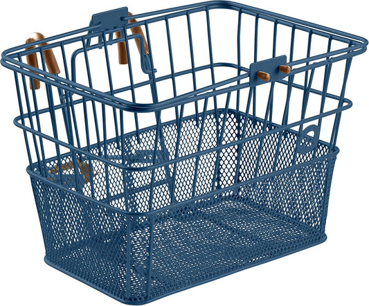 Retrospec Apollo Detachable Front Bike Basket Steel Half-Mesh with Integrated Detachable Hooks and Built-In Handle, Easy Assembly and Portability for Bicycles