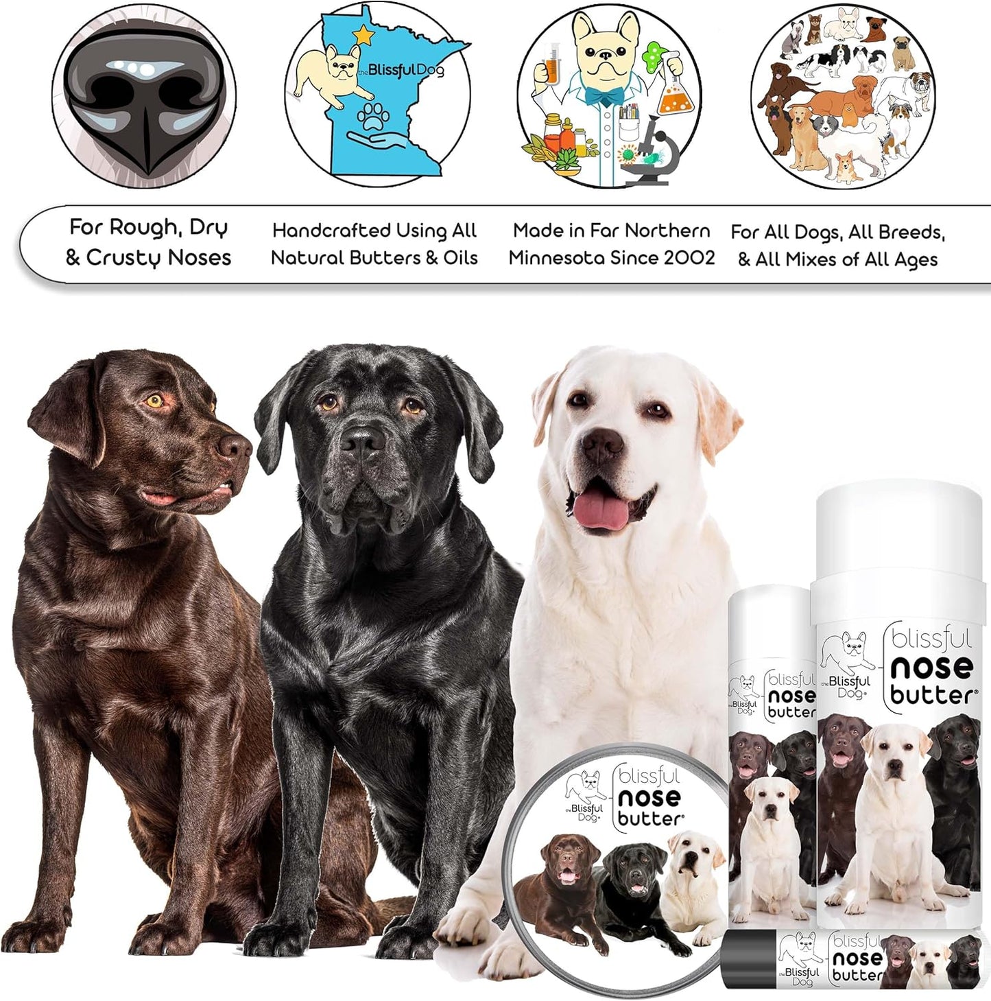 The Blissful Dog Labrador Retriever Unscented Nose Butter, 4-Ounce