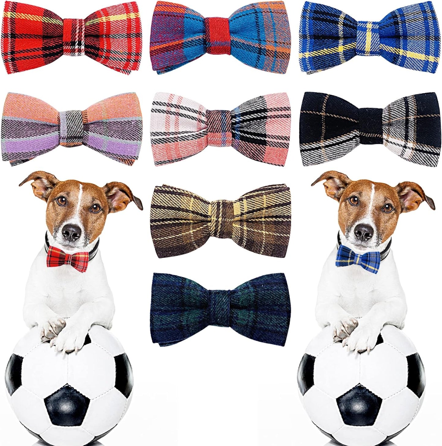 PET SHOW 8pcs Plaid Small Dogs Collar Bow Ties Puppies Cats Collar Charms Accessories Slides Attachment Bowties for Birthday Wedding Parties Assorted