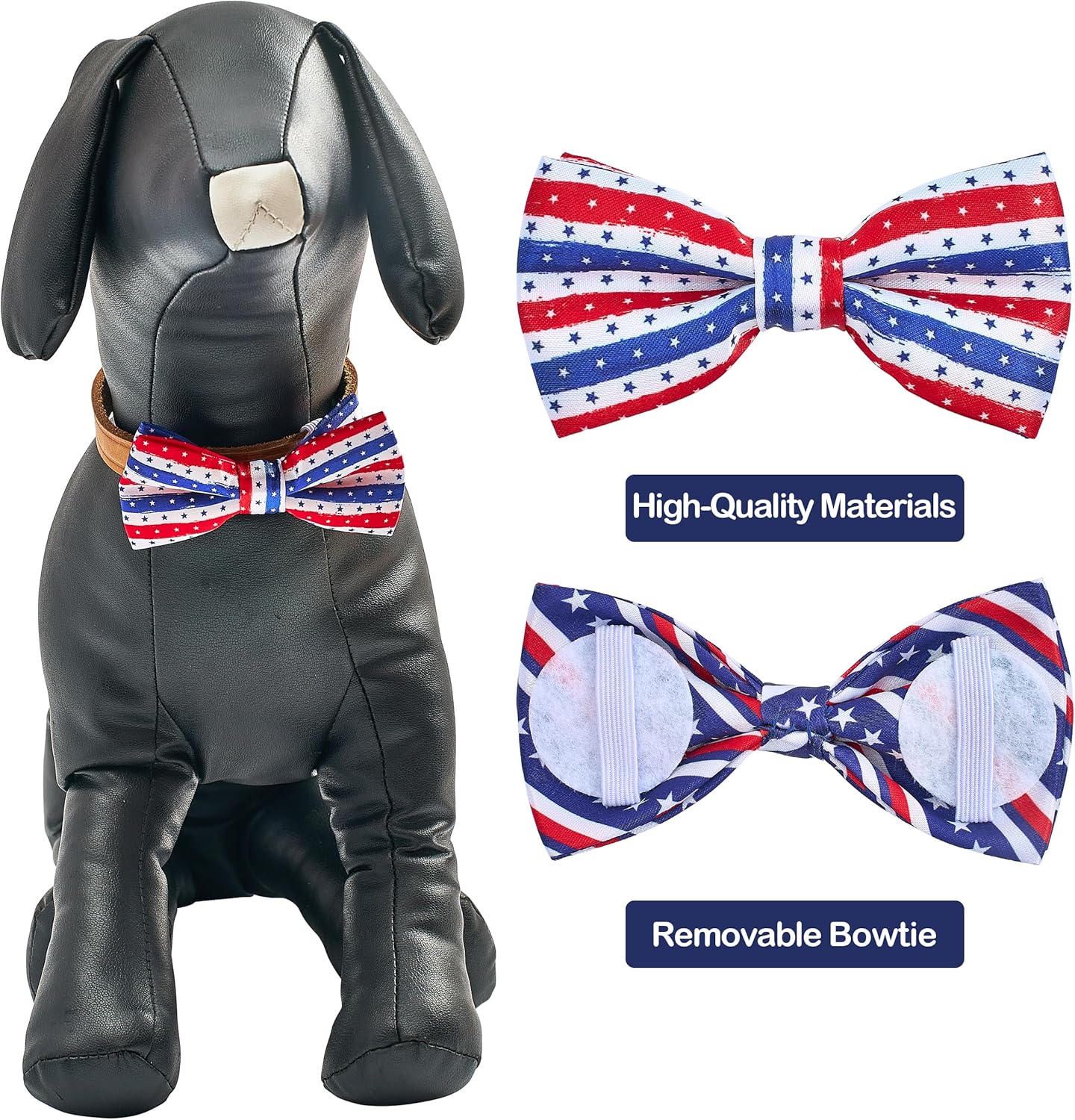 PET SHOW 10 Pack 4th of July Dog Bow Ties Sliding Collar Attachments Puppies Cats Patriotic Bowties for Medium Large Dogs US Flag Bowknots Pet Grooming Accessories for Independence Day