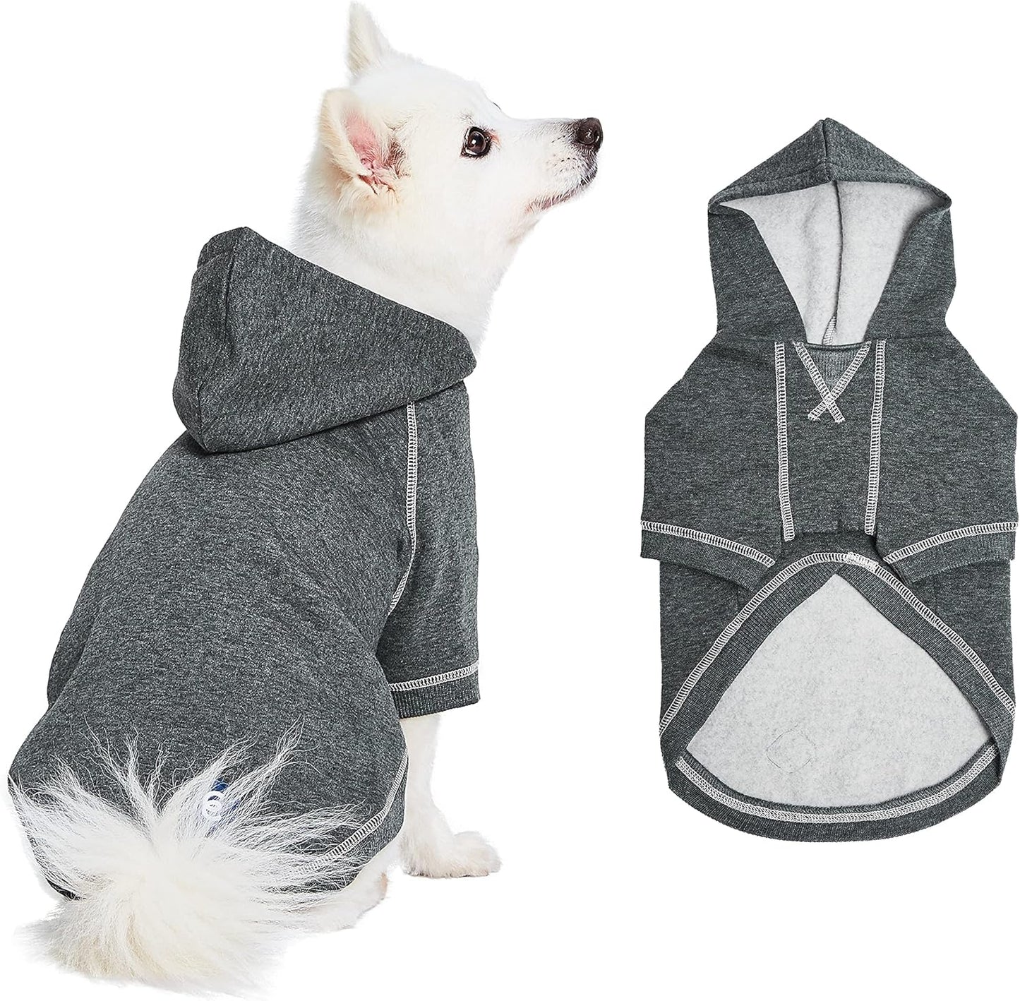 Blueberry Pet Essentials Soft & Comfy Better Basic Cotton Blend Dog Hoodie Sweatshirt in Charcoal Grey, Back Length 24", Pack of 1 Jacket for Dogs