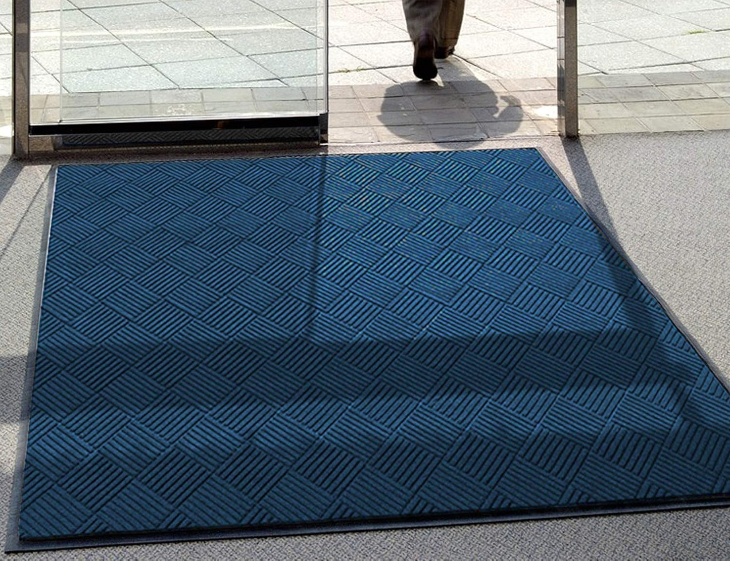 WaterHog Diamond | Commercial-Grade Entrance Mat with Rubber Border – Indoor/Outdoor, Quick Drying, Stain Resistant Door Mat (Navy, 6' x 12')