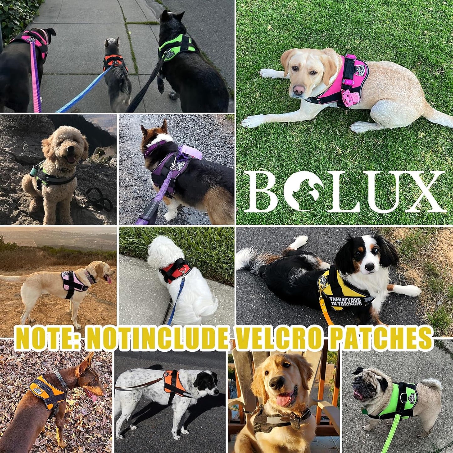 Bolux Dog Harness, No-Pull Reflective Dog Vest, Breathable Adjustable Pet Harness with Handle for Outdoor Walking - No More Pulling, Tugging or Choking (Large (Pack of 1), Watercolour)