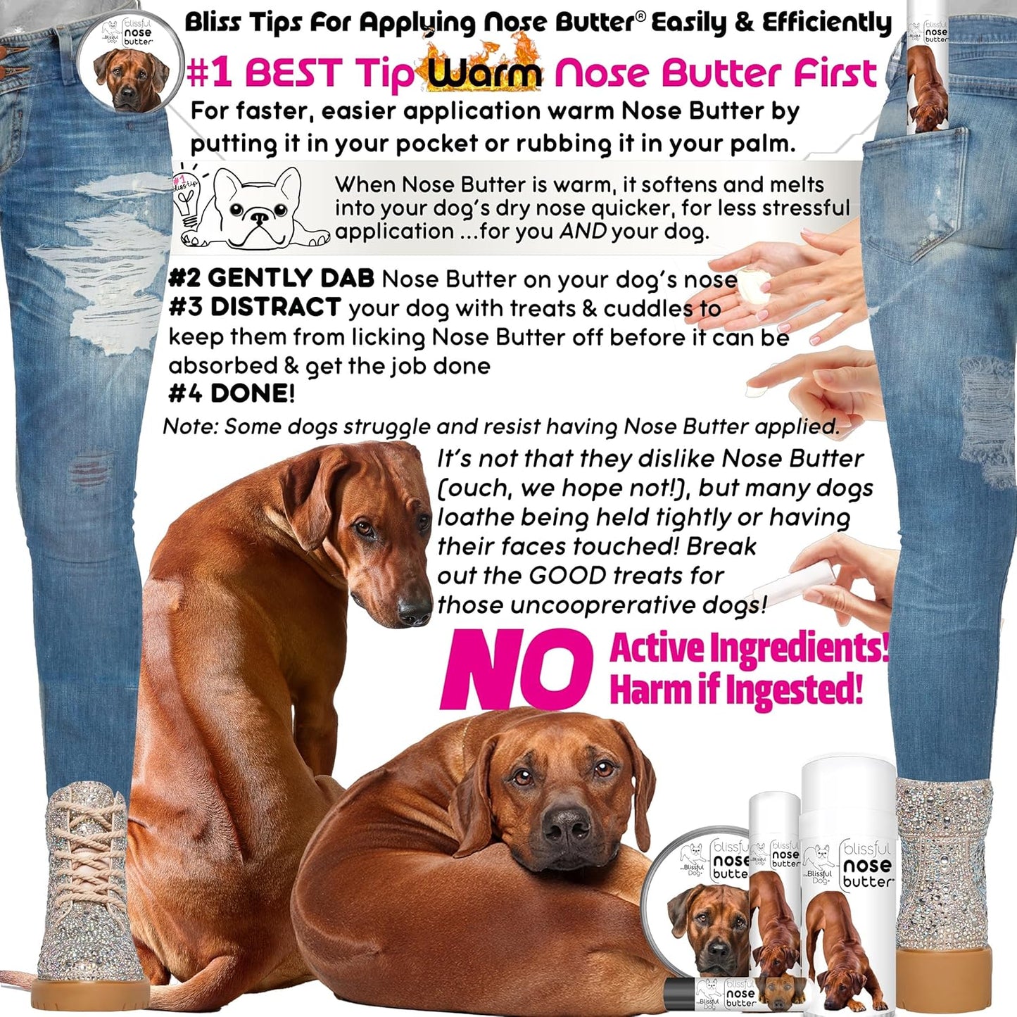 The Blissful Dog Rhodesian Ridgeback Unscented Nose Butter - Dog Nose Butter, 16 Ounce