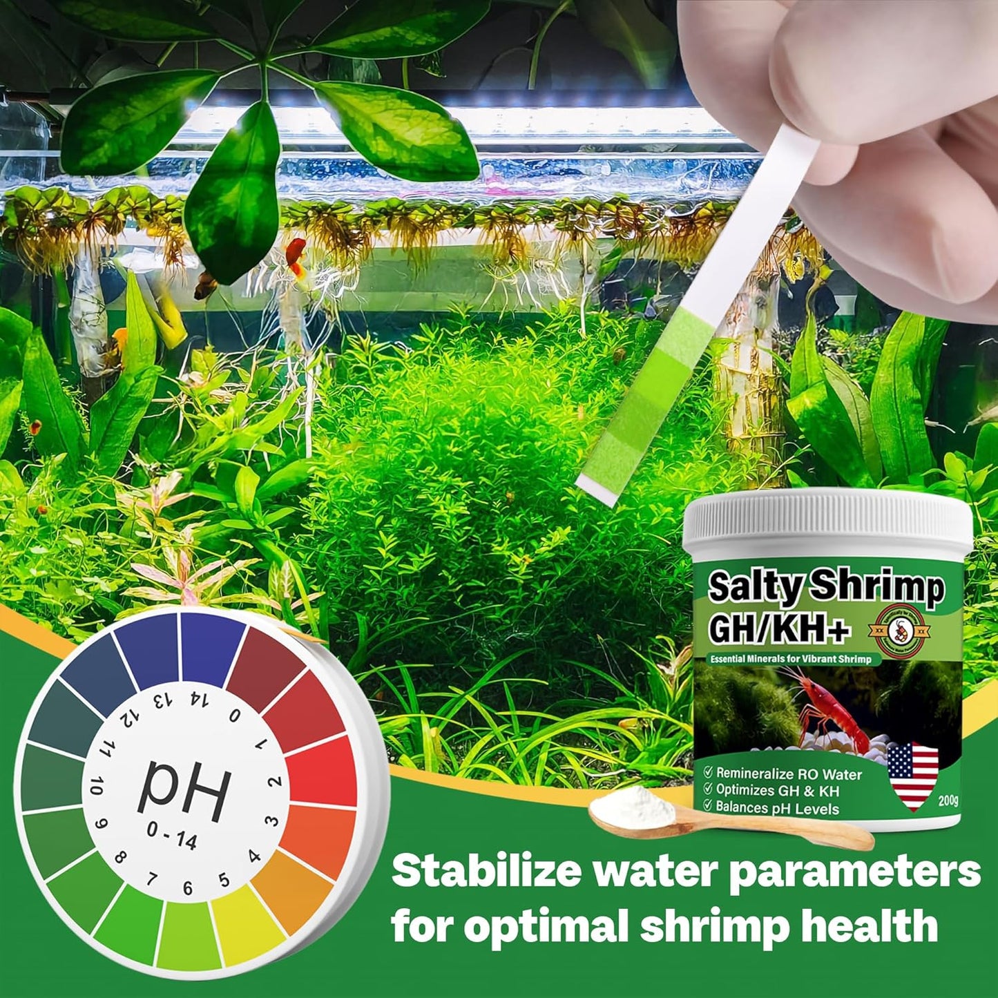 Salty Shrimp GH/KH+ 200G, Keep Your Shrimp Alive, Boost Breeding Healthy & Remineralize RO Water, The Shrimpies Stopped Dying Once You Dripped Our GH/KH+ in with RO Water