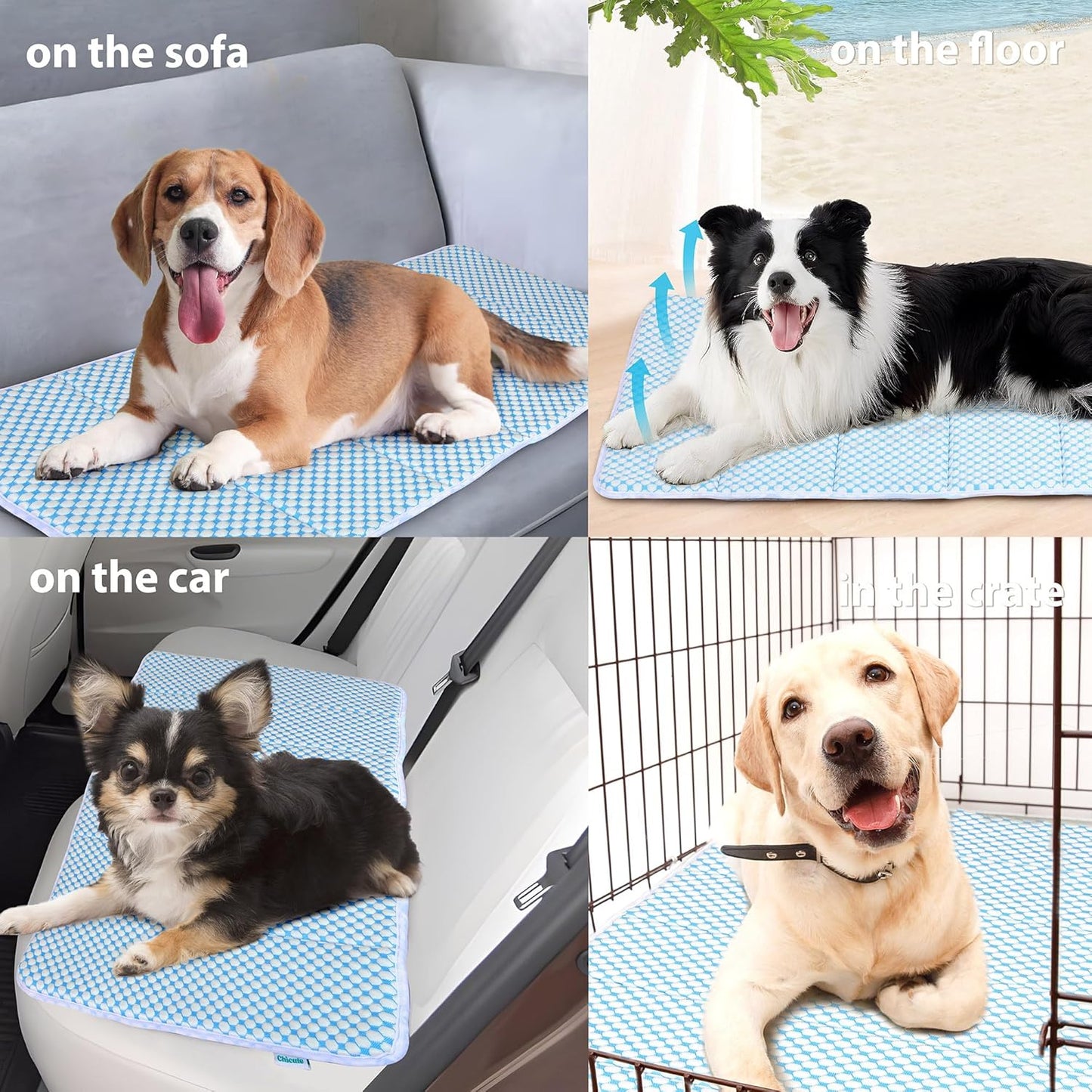 Dog Cooling Mat for Small Dogs - 24x18 Orthopedic Memory Foam Pet Pad for Summer, QMAX>0.5, Washable Premium Comfort Crate Pad for Your Furry Companion, Blue