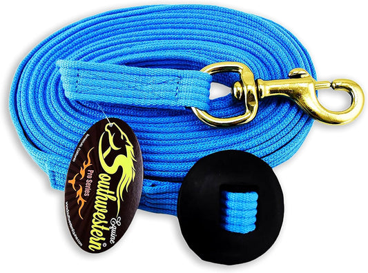 Southwestern Equine Lunge Line for Horses Cotton Horse Lunge Line with Bolt Snap & Rubber Stop (Turquoise, 24')