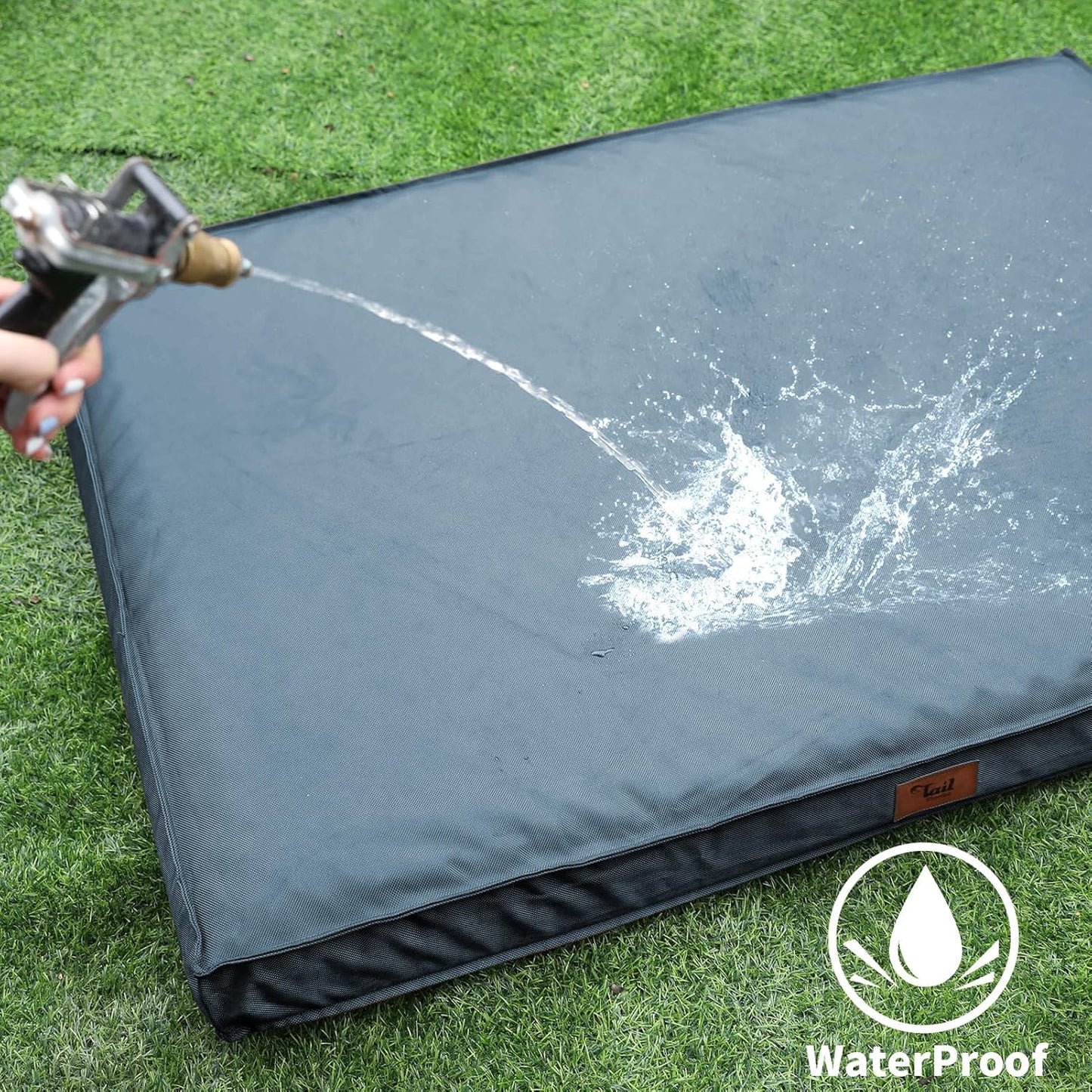 Outdoor Large Dog Bed, Waterproof Dog Bed for Large Dogs, Egg Crate Foam Pet Bed with Removable Washable Oxford Cooling Cover, Blue