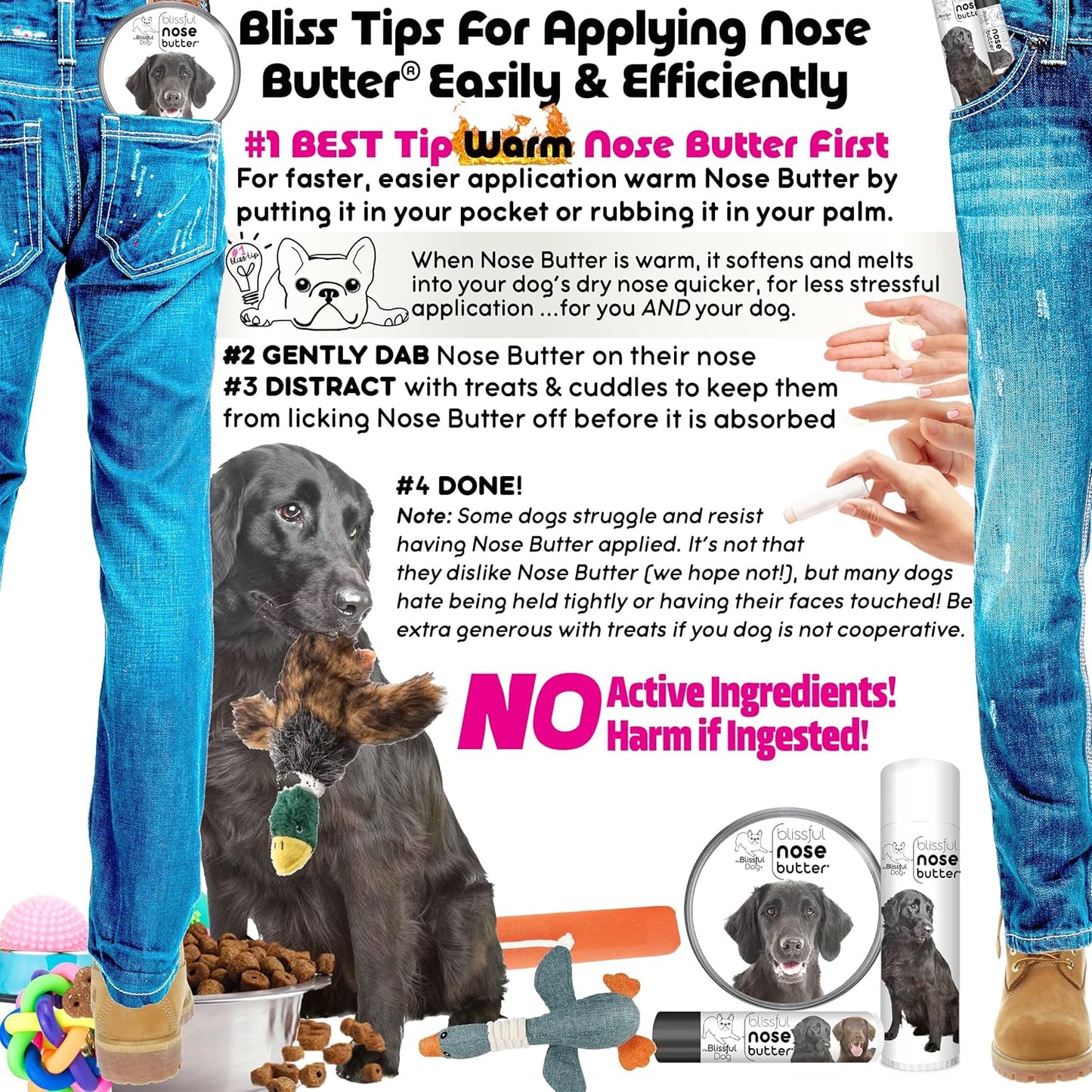 The Blissful Dog Flat-Coat Retriever Unscented Nose Butter - Dog Nose Butter, 0.15 Ounce