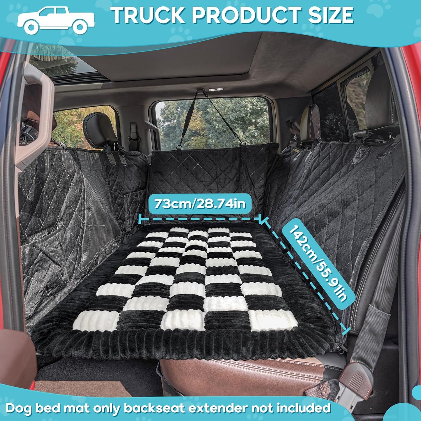 Dog Car Bed Mat, Non-Slip Backseat Extender Pet Blanket, Plaid Dog Bed for Trucks, Sedans & Large SUVs, Chew-Resistant Travel Pad for Dogs, Easy Clean & Scratch-Proof & Comfort (56"x28.7")