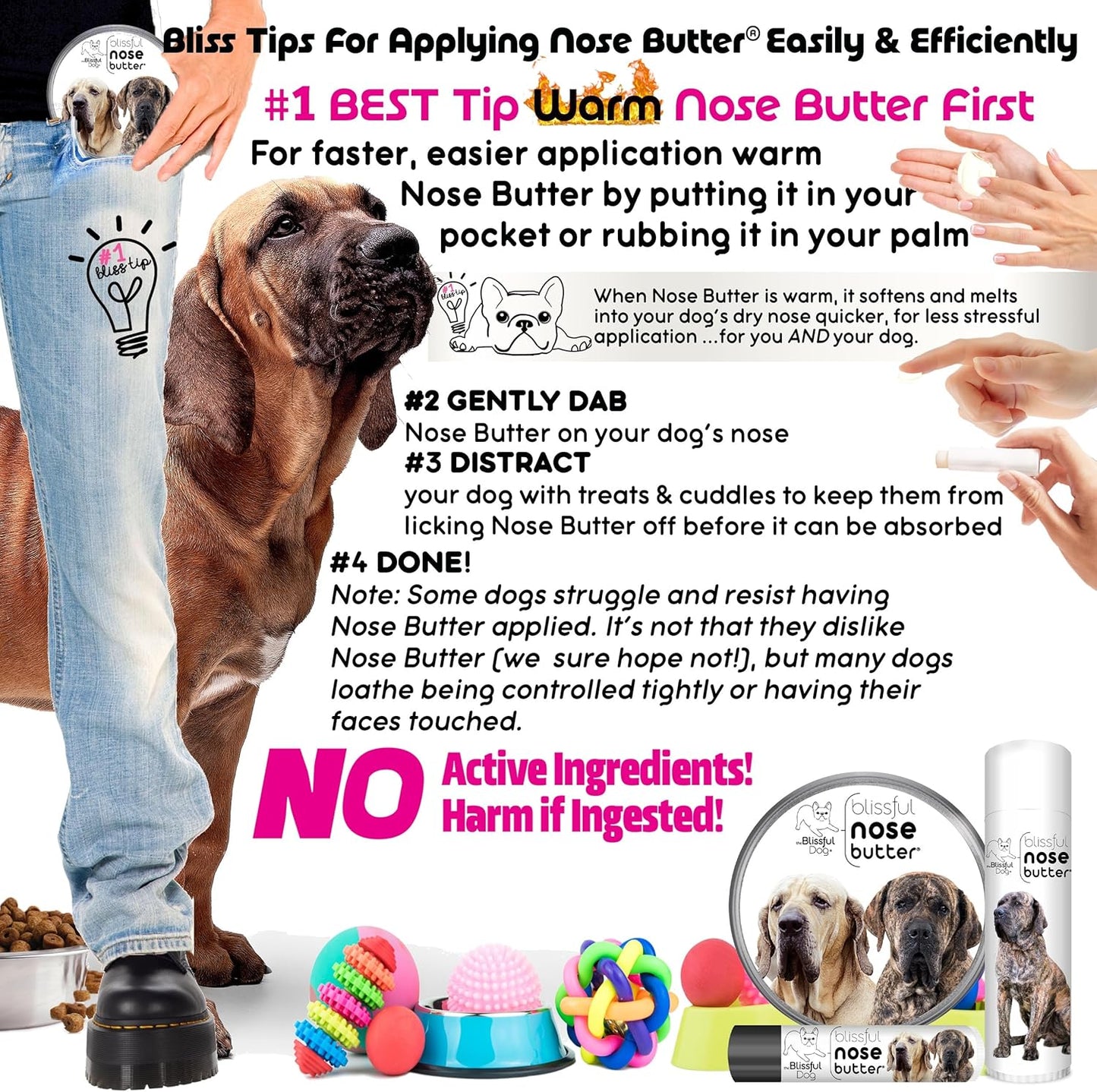 The Blissful Dog Fila Brasilerio Unscented Nose Butter - Dog Nose Butter, 4 Ounce