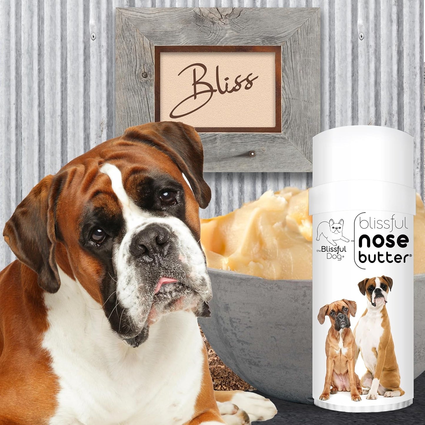 The Blissful Dog Fawn Boxer Unscented Nose Butter - Dog Nose Butter, 2 Ounce