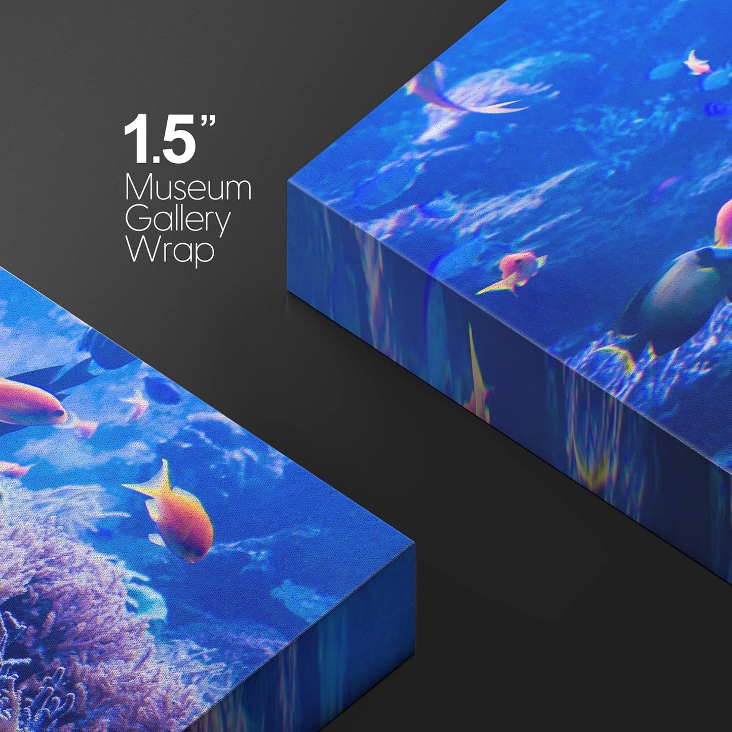 wall26 Canvas Print Wall Art Purple Blue Vibrant Anemone Coral Reef Fish Nature Animals Photography Realism Rustic Scenic Landscape Wilderness Colorful for Living Room, Bedroom, Office - 32"x48"