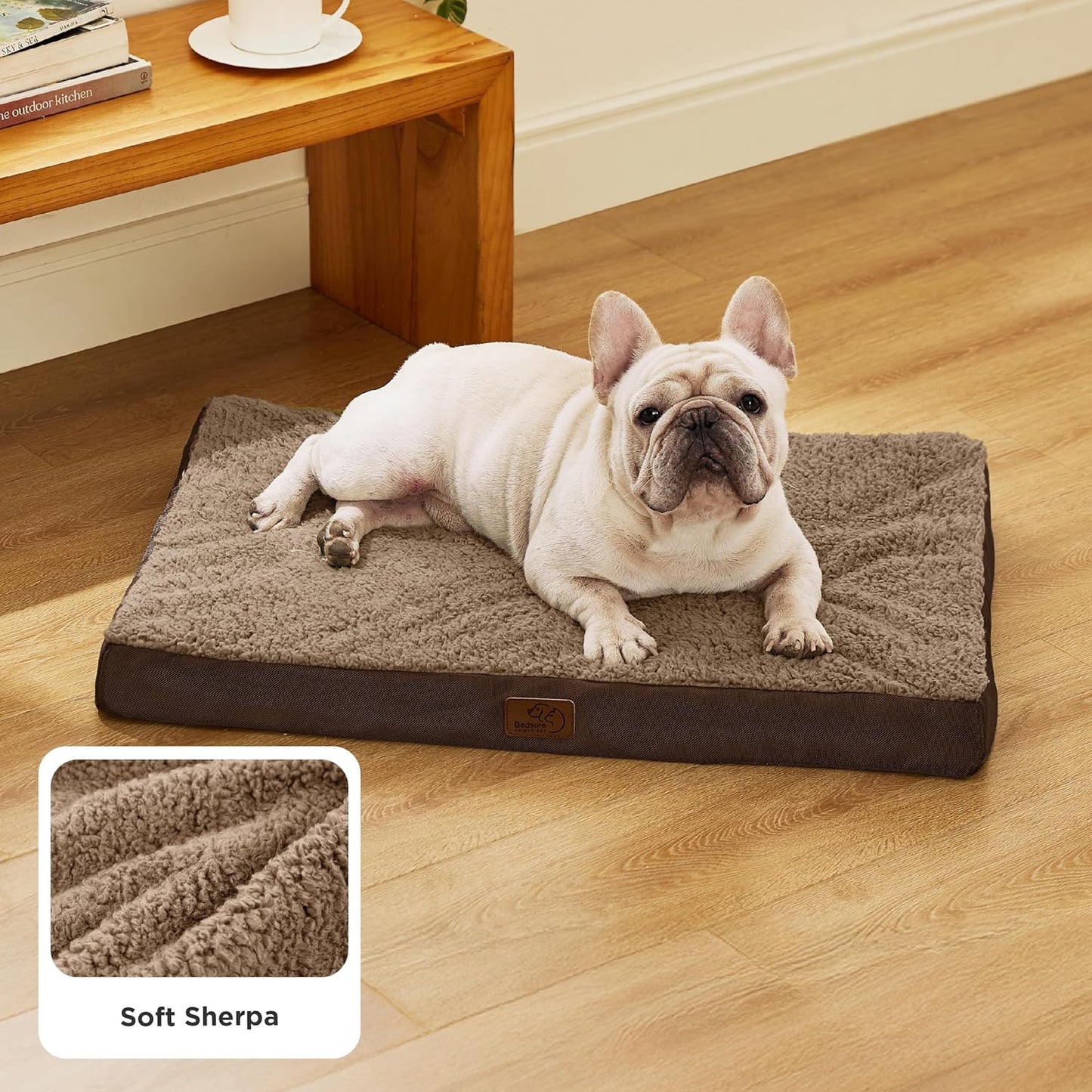 Bedsure Dog Bed Medium Size Dog - Orthopedic Flat Puppy Beds with Removable Washable Cover, Egg Crate Foam Pet Mat, Suitable for Pet Up to 35 lbs