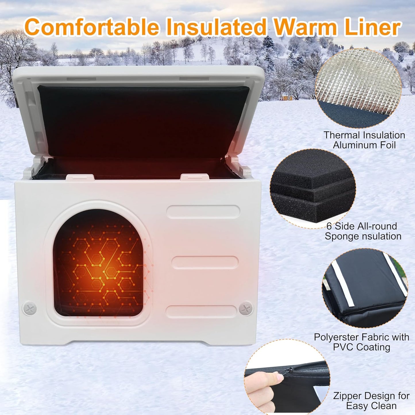 Rockever Plastic Outdoor Indoor Cat House with Insulated Liner, 100% Insulated Feral Cat House for Winter, Waterproof Cat Houses for Outdoor Cats, Spacious, Assemble Easily-Grey