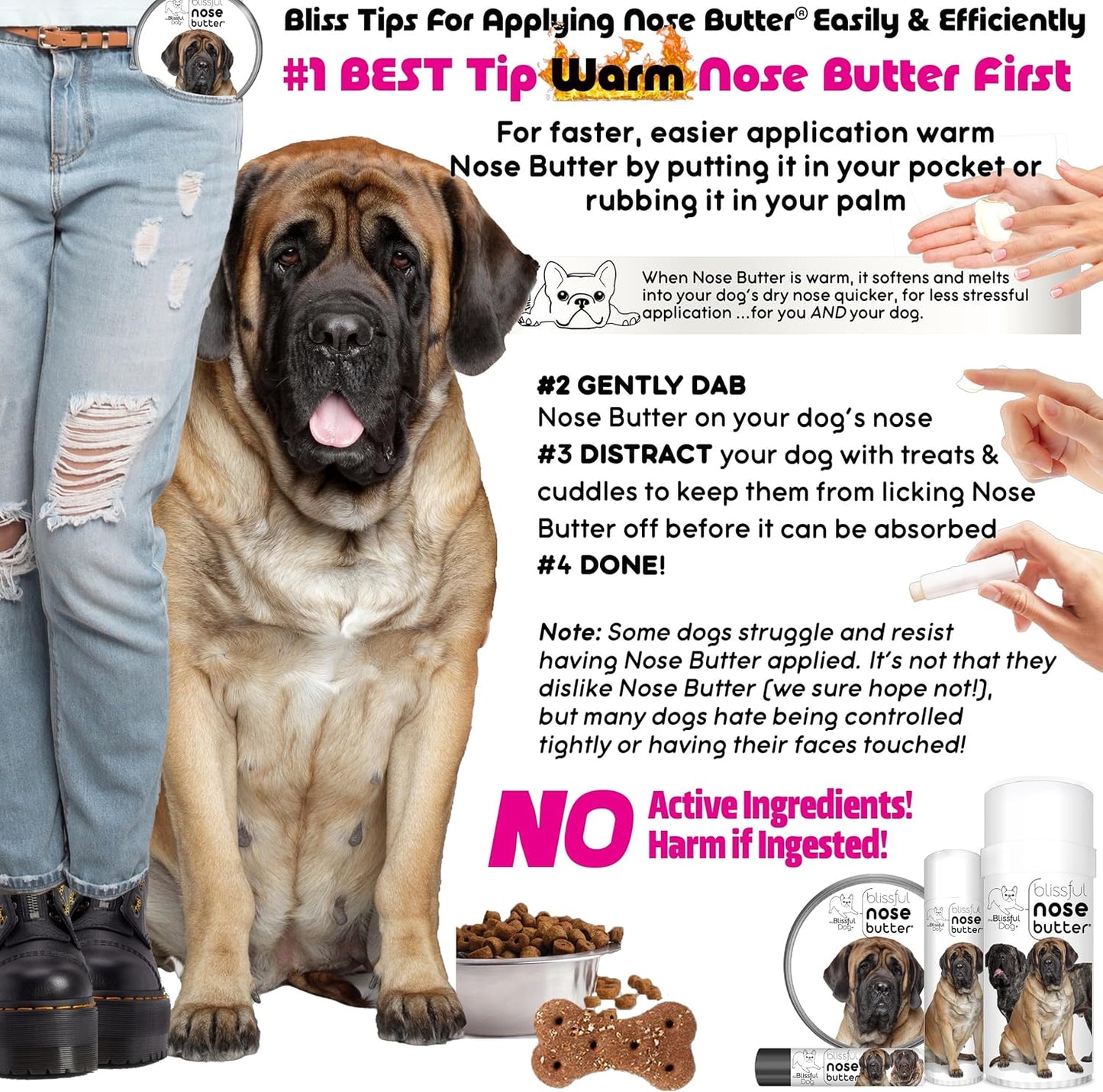 The Blissful Dog Mastiff Unscented Nose Butter - Dog Nose Butter, 16 Ounce