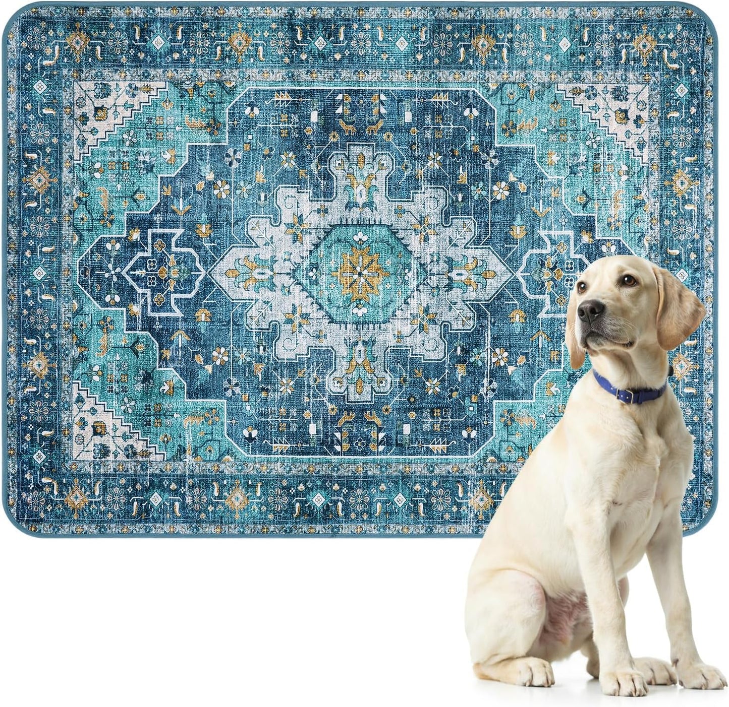 Lahome Reusable Washable Puppy Pads - 2 Pack Super Absorbent & Waterproof Dog Training Mats for Potty, Crate and Floor - Leakproof Pee Pads with Non-Slip Backing (Blue, 36"x48")