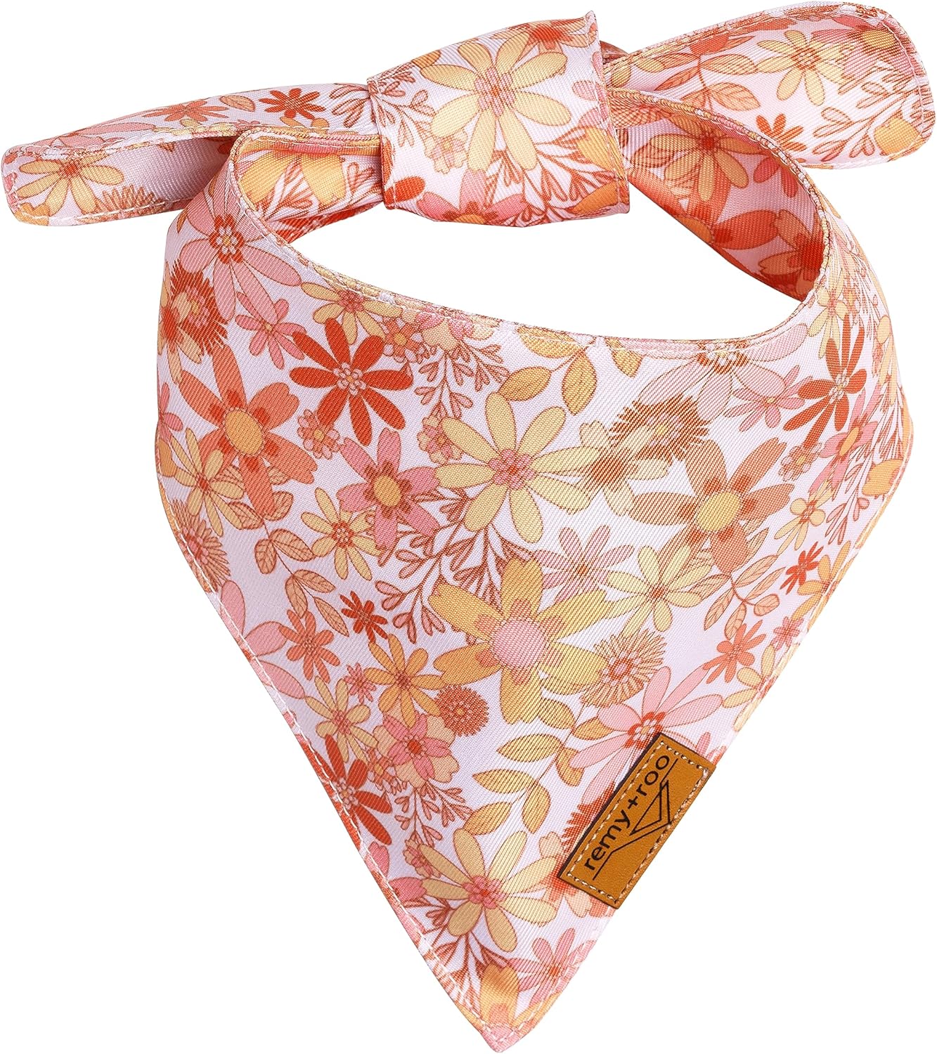 Remy+Roo Large Spring Dog Bandanas - 4 Pack Daisy Set | Premium Durable Adjustable Polyester Fabric | Patented Shape Girl Dog Bandana, Trendy Pattrens, Floral Dog Bandana