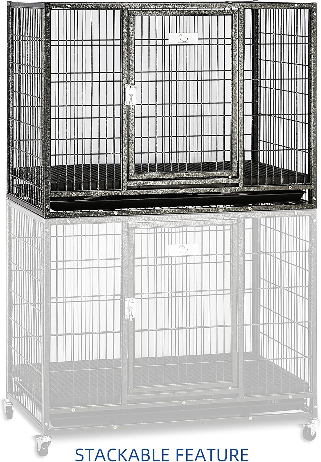 Homey Pet 37" Stackable Larger Heavy Duty Dog Cage w/Plastic Floor Grid, Open Top & Casters