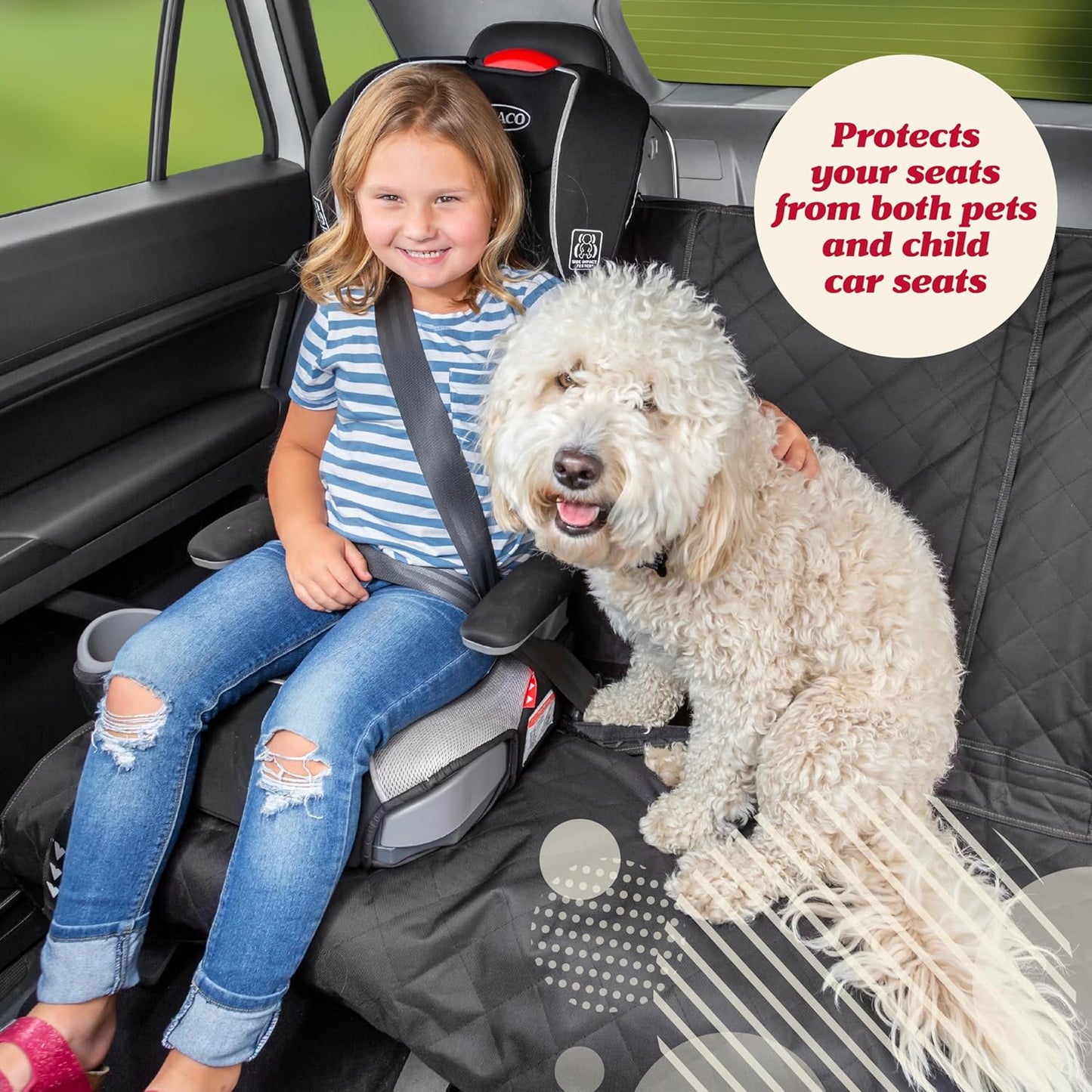 Lusso Gear Dog Car Seat Cover for Back Seat - 100% Waterproof - Full Protection from Mud, Scratches, Shedding - Non-Slip Rear Seat Protector for Dogs - Secure Fit for Car, Truck, SUV (Black)
