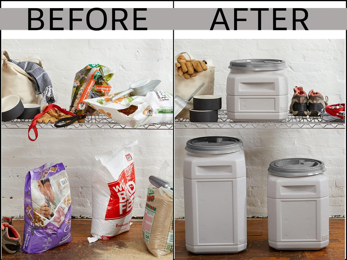 Mighty Tuff Airtight Dog Food Storage Container – 13 Gal, up to 54 lb Capacity – Cat and Dog Food Container with Twist Lid & Handles – BPA-Free, Made in USA