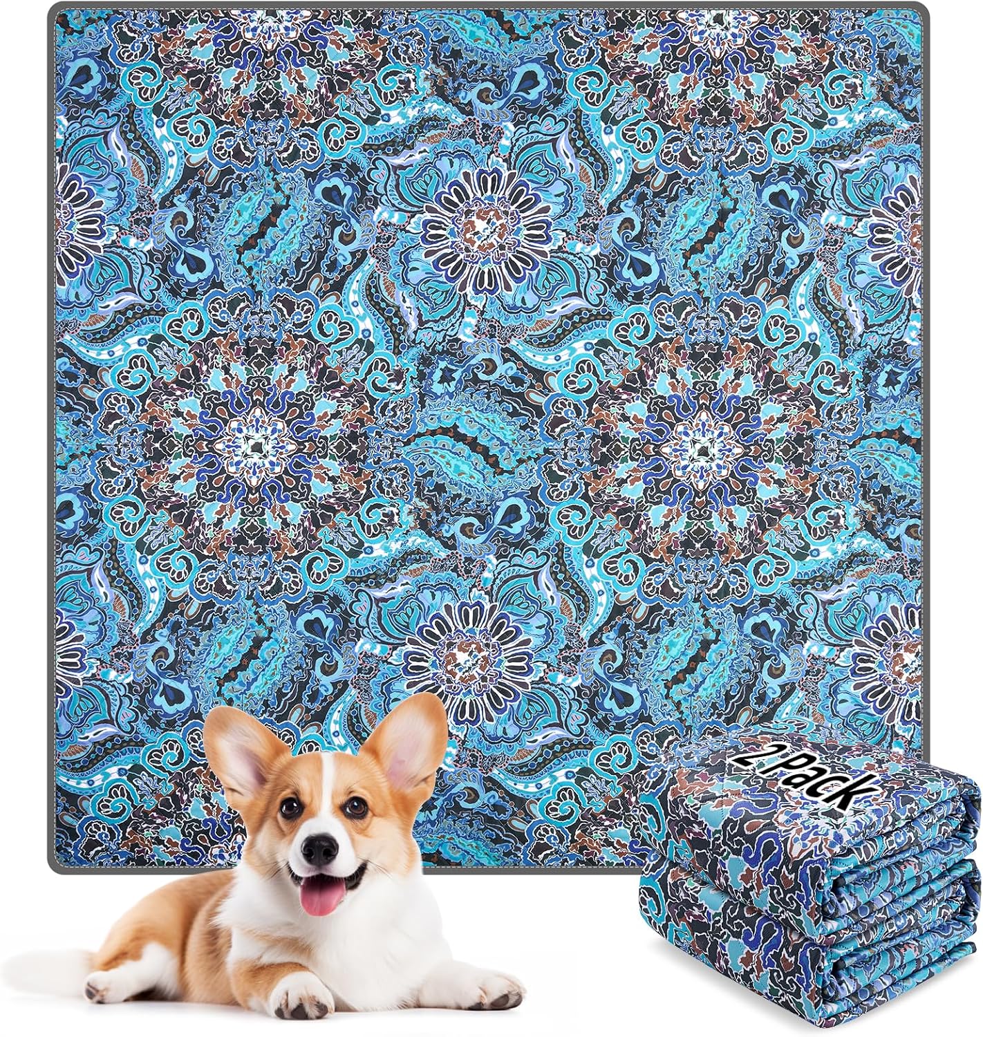 LOOBANI Washable Pee Pads for Dogs, 2 Pack Super Absorbent Reusable Puppy Pads Leakproof Dog Traning Pads, Waterproof Non-Slip Whelping Pad for Floor, Playpen, Crate, Couch-31 x36 (Green)