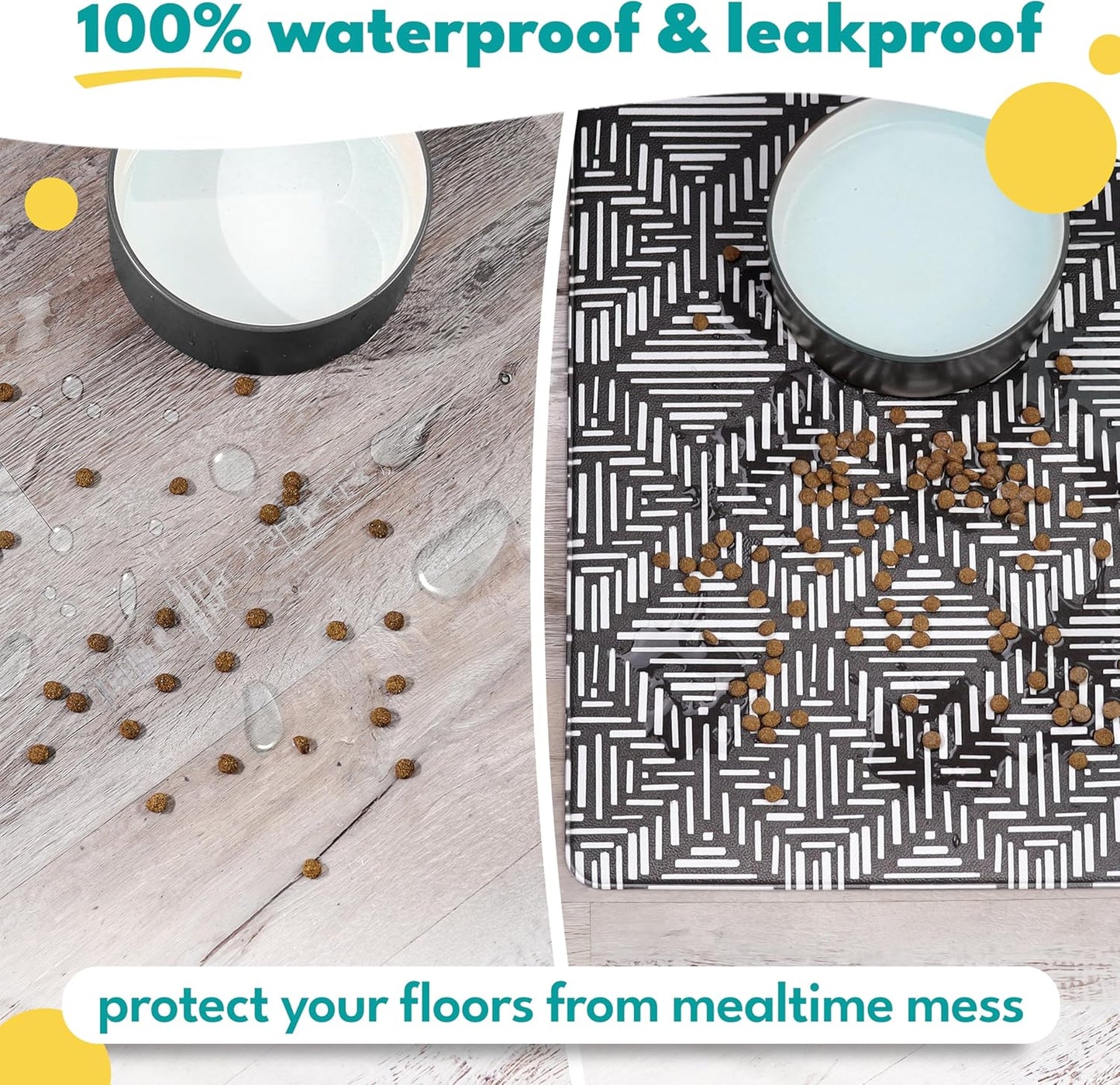 NALALAS Large Dog Mat for Food and Water, Cat Feeding Mat | Large Waterproof Dog Bowl Mat | Non-Slip Pet Food Mat for Floors | Pet Mats for Food and Water | Easy to Clean