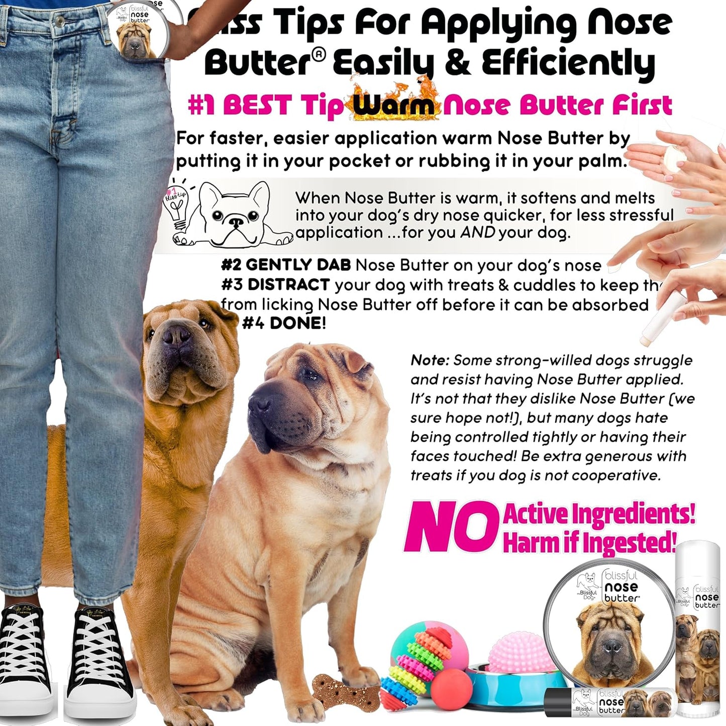 The Blissful Dog Chinese Shar-Pei Nose Butter for Dry, Cracked Skin, Lick-Safe Dog Nose Balm with Moisturizing Shea Butter, Almond, Olive, and Essential Oils, Pet Supplies, Uncented, 8 oz.