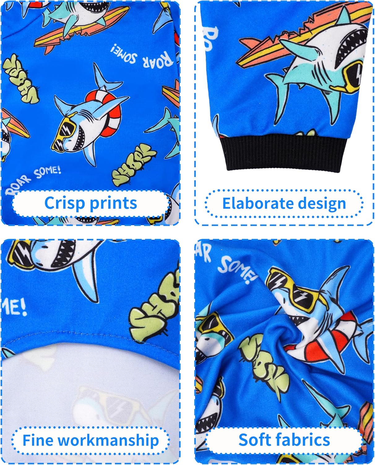 PET SHOW 4 Pack Dog Pajamas Dinosaur Shark for Extra Large Dogs Boy Soft Stretchy PJs Plaid Jumpsuit Dog Paw Onesies Outfits with Sleeve Pets Breathable Summer Clothes Costume XXXL