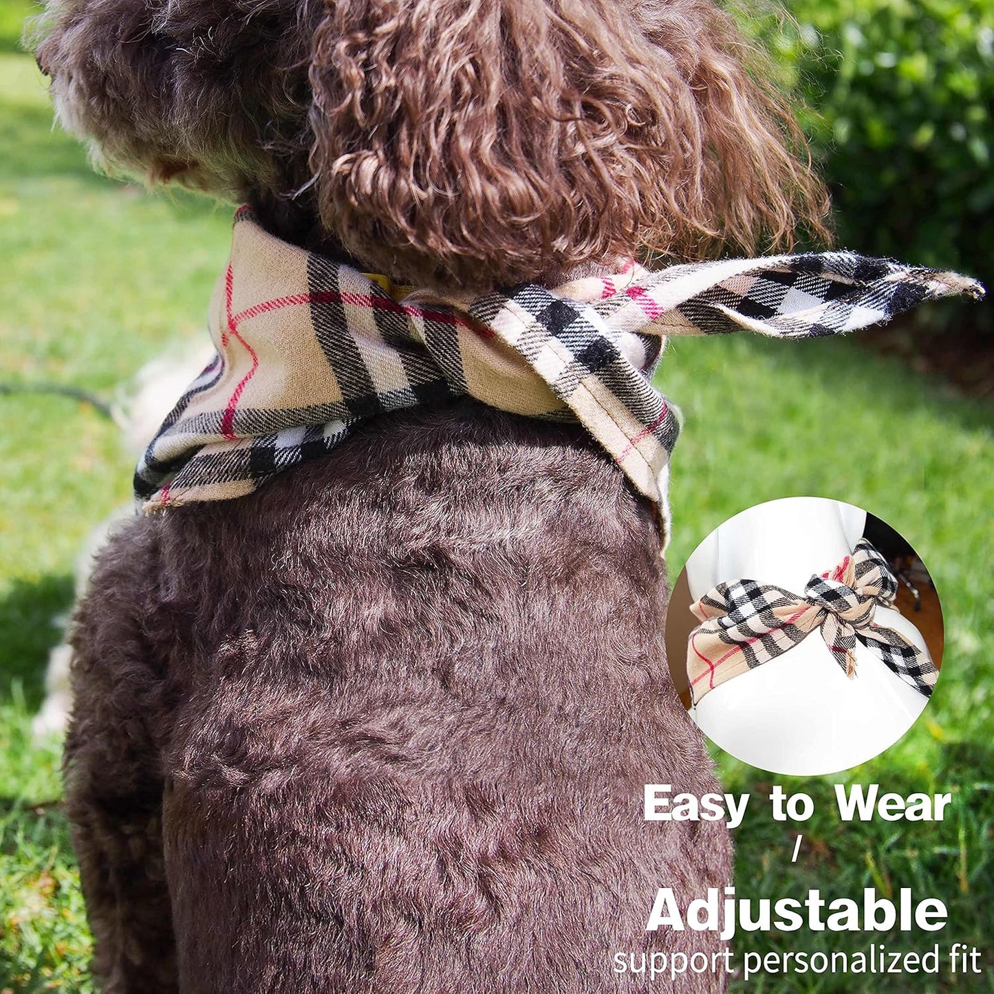 Adjustable Plaid Dog Bandanas,1PC Soft Washable Cotton Triangle Bib Kerchief Scarfs for Small Medium Large Dogs and Cats (Pink, Small)
