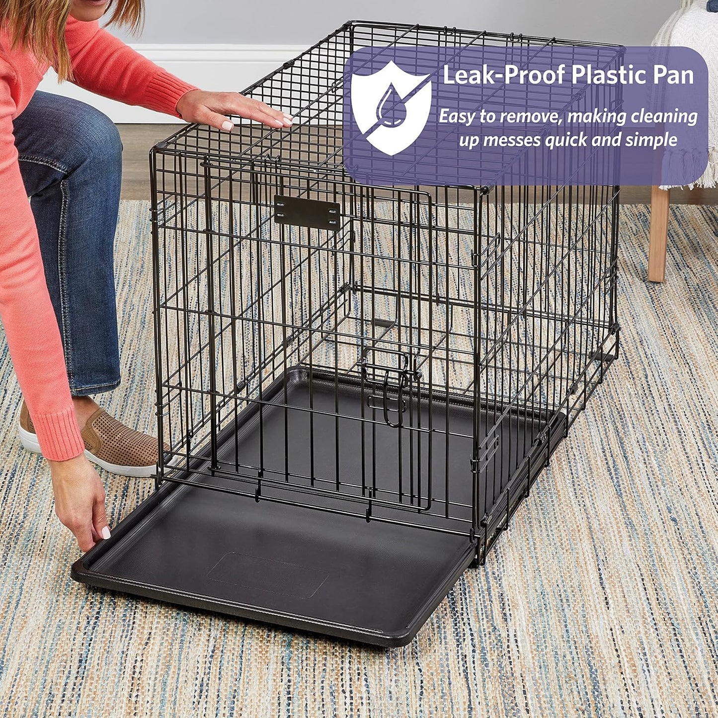 MidWest Homes for Pets 22-Inch iCrate Folding Dog Crate with Divider Panel, Leak-Proof Tray & Secure Latches – Metal Wire Kennel for XS Breeds – Portable, Durable & Easy to Assemble